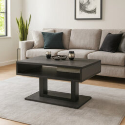 Tilo Modern Compact Table 100 60 58 Cm Stable Laminated Board Design With Extra Storage Shelf Dark Concrete