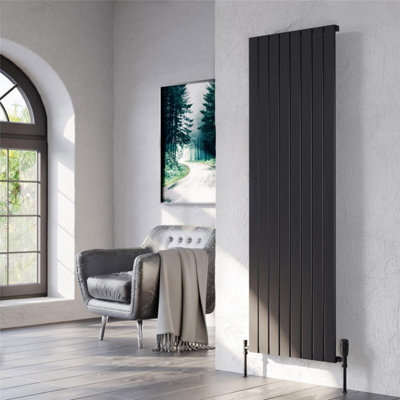 Clifton 1775mm (H) X 588mm (W) - Grey Vertical Double Panel Vertical Aluminium Radiator (Bala) - (1.77M X 0.58M) - Depth 52mm
