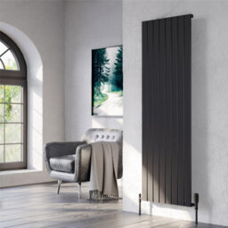 Clifton 1775mm (H) X 588mm (W) - Grey Vertical Double Panel Vertical Aluminium Radiator (Bala) - (1.77M X 0.58M) - Depth 52mm
