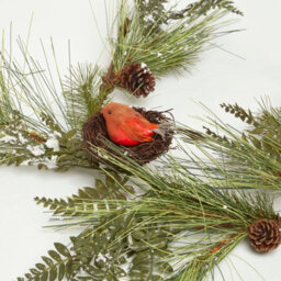 Homescapes Festive Christmas Garland With Artificial Pine And Robins Nests 5Ft - thumbnail 2