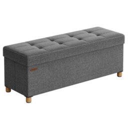 LEDREM Storage Ottoman Bench, Foldable Ottoman Foot Rest With Legs, 38 X 110 X 40 Cm, End Of Bed Bench, Storage Chest, Dark Grey - thumbnail 2
