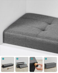 LEDREM Storage Ottoman Bench, Foldable Ottoman Foot Rest With Legs, 38 X 110 X 40 Cm, End Of Bed Bench, Storage Chest, Dark Grey - thumbnail 3