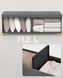 LEDREM Storage Ottoman Bench, Foldable Ottoman Foot Rest With Legs, 38 X 110 X 40 Cm, End Of Bed Bench, Storage Chest, Dark Grey - thumbnail 6