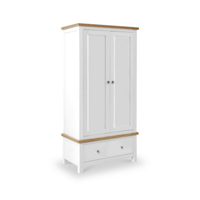 Farro White Double Wardrobe With Drawer - By Roseland Furniture - image 1