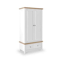 Farro White Double Wardrobe With Drawer - By Roseland Furniture - thumbnail 1