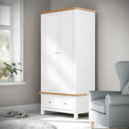Farro White Double Wardrobe With Drawer - By Roseland Furniture - thumbnail 2