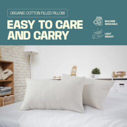 Nod Off Down Alternative Filling Bed Pillows 2 Pack Organic Cotton Cover Pillows For Neck And Shoulder Pain Hotel Quality - thumbnail 5