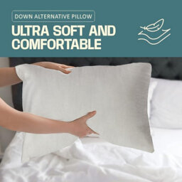 Nod Off Down Alternative Filling Bed Pillows 2 Pack Organic Cotton Cover Pillows For Neck And Shoulder Pain Hotel Quality - thumbnail 7