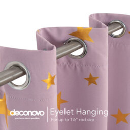 Deconovo Blackout Star Curtains, Thermal Insulated Room Darkening, Window Curtains For Bedroom W52 X L54 Inch, Light Pink, 1 Pair - thumbnail 4