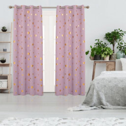 Deconovo Blackout Star Curtains, Thermal Insulated Room Darkening, Window Curtains For Bedroom W52 X L54 Inch, Light Pink, 1 Pair - thumbnail 2