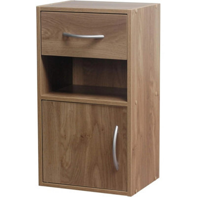 Compact Wooden Nightstand With Drawer And Door Small Spaces - image 1