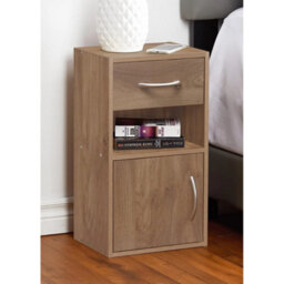 Compact Wooden Nightstand With Drawer And Door Small Spaces - thumbnail 3