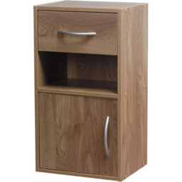 Compact Wooden Nightstand With Drawer And Door Small Spaces - thumbnail 1