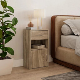 Compact Wooden Nightstand With Drawer And Door Small Spaces - thumbnail 5