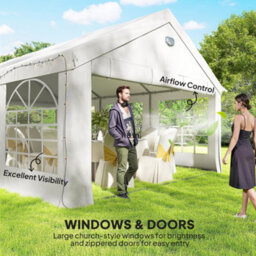 Outsunny 6 X 4 M Party Tent, Heavy Duty Gazebo Canopy With Windows, White - thumbnail 7