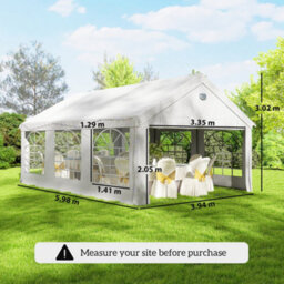 Outsunny 6 X 4 M Party Tent, Heavy Duty Gazebo Canopy With Windows, White - thumbnail 3