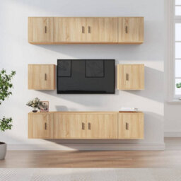 Berkfield Classic 8 Piece Tv Cabinet Set Sonoma Oak Engineered Wood - thumbnail 2