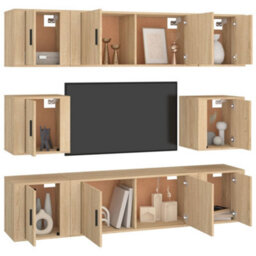 Berkfield Classic 8 Piece Tv Cabinet Set Sonoma Oak Engineered Wood - thumbnail 3