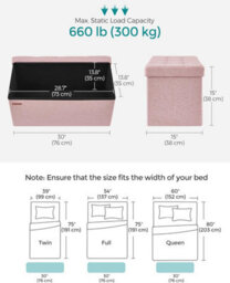 Songmics Storage Foot Stool, Small Foldable Ottoman, Style For Bedroom, Living Room, Entryway, Jelly Pink - thumbnail 2