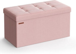 Songmics Storage Foot Stool, Small Foldable Ottoman, Style For Bedroom, Living Room, Entryway, Jelly Pink - thumbnail 6