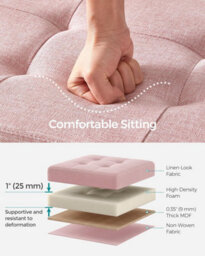 Songmics Storage Foot Stool, Small Foldable Ottoman, Style For Bedroom, Living Room, Entryway, Jelly Pink - thumbnail 3