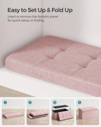 Songmics Storage Foot Stool, Small Foldable Ottoman, Style For Bedroom, Living Room, Entryway, Jelly Pink - thumbnail 5
