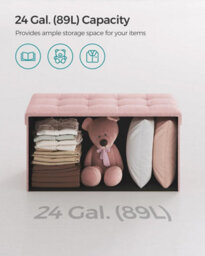 Songmics Storage Foot Stool, Small Foldable Ottoman, Style For Bedroom, Living Room, Entryway, Jelly Pink - thumbnail 4