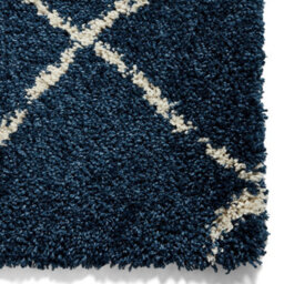 Navy Cream Shaggy Rug, Geometric Stain-Resistant Rug, 45mm Thick Moroccan Rug For Bedroom, & Dining Room-120Cm X 170Cm - thumbnail 2