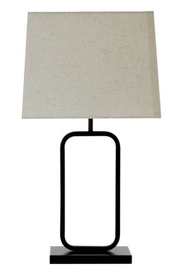 Orsina Sleek Natural And Black Table Lamp, Contemporary Bedside Table Light, Sleek Table Light For Livingroom - image 1
