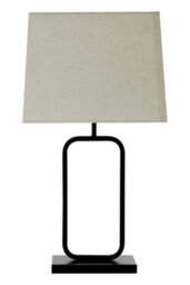 Orsina Sleek Natural And Black Table Lamp, Contemporary Bedside Table Light, Sleek Table Light For Livingroom