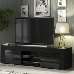 Tv Unit Loom 130Cm - Black With Gloss Doors