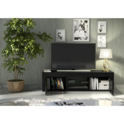 Tv Unit Loom 130Cm - Black With Gloss Doors - thumbnail 7
