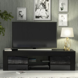 Tv Unit Loom 130Cm - Black With Gloss Doors - thumbnail 5