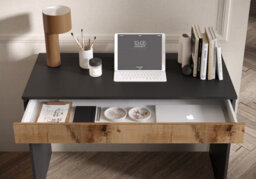 FurniComp LTD Furnicomp Kompact Large Black And Pero Oak Home Office Desk/dressing Table - thumbnail 3