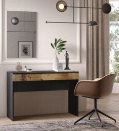 FurniComp LTD Furnicomp Kompact Large Black And Pero Oak Home Office Desk/dressing Table