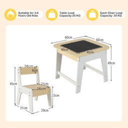Costway 3 Pcs Kids Table And Chair Set Toddler Activity Writing Double-Sized Tabletop - thumbnail 3
