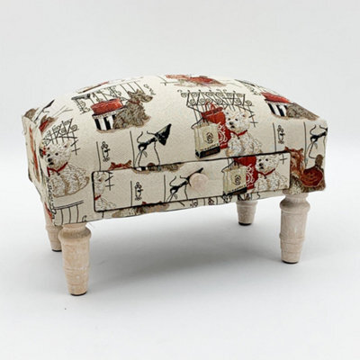 Minster Scottie Dog Fabric Footstool With Drawer - L25 X W45 X H28 Cm - image 1