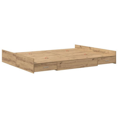 Berkfield Modern Storage Bed Frame Artisan Oak 160 X 200 Cm Engineered Wood - image 1