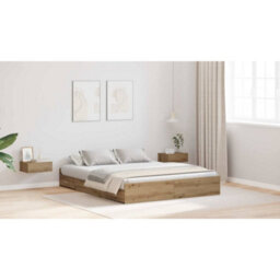 Berkfield Modern Storage Bed Frame Artisan Oak 160 X 200 Cm Engineered Wood - thumbnail 5