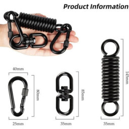 Swing Spring For Hanging Chair, Hanging Chair With 2 Carabiners And 360 Degrees Swivel Hooks, Carabiner,load Capacity Up To 250 Kg - thumbnail 2