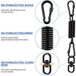 Swing Spring For Hanging Chair, Hanging Chair With 2 Carabiners And 360 Degrees Swivel Hooks, Carabiner,load Capacity Up To 250 Kg - thumbnail 4