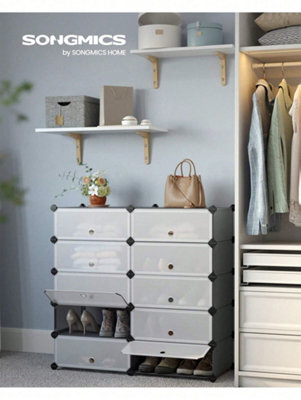 LEDREM Lpc010G01 Shoe Cabinet With 10 Compartments, Modular Plastic Shelf, Shoe Box, With Door, Mallet Storage, - image 1
