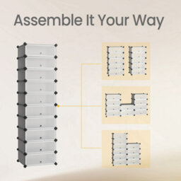 LEDREM Lpc010G01 Shoe Cabinet With 10 Compartments, Modular Plastic Shelf, Shoe Box, With Door, Mallet Storage, - thumbnail 4