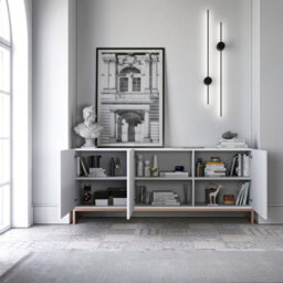 Heze Furniture Elpis Glamour Sideboard Tv Stand 168Cm Push-To-Open Cabinet - White Matt / Copper Frame - thumbnail 4