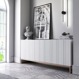 Heze Furniture Elpis Glamour Sideboard Tv Stand 168Cm Push-To-Open Cabinet - White Matt / Copper Frame - thumbnail 2