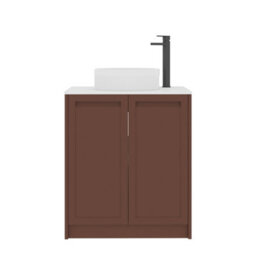 Royal Bathrooms Royal Bathroom Elmore 700mm Terracotta Clay Freestanding Bathroom Vanity Unit 2 Door Plain White Worktop With Round Basin - thumbnail 7