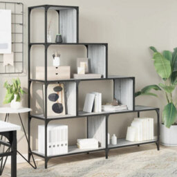Berkfield Bookcase 4-Stair Grey Sonoma 139X33.5X149 Cm Engineered Wood - thumbnail 3
