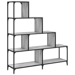 Berkfield Bookcase 4-Stair Grey Sonoma 139X33.5X149 Cm Engineered Wood - thumbnail 2