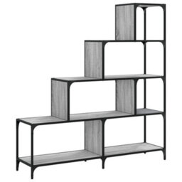 Berkfield Bookcase 4-Stair Grey Sonoma 139X33.5X149 Cm Engineered Wood - thumbnail 7