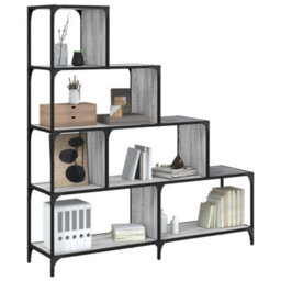 Berkfield Bookcase 4-Stair Grey Sonoma 139X33.5X149 Cm Engineered Wood - thumbnail 1